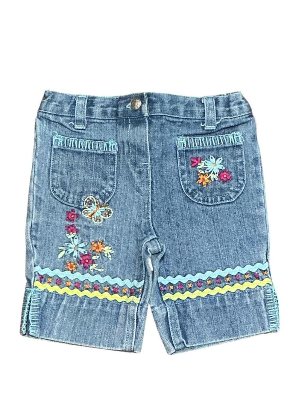 Koala Kids Light Denim Baby Shorts with Faint Embroidery
